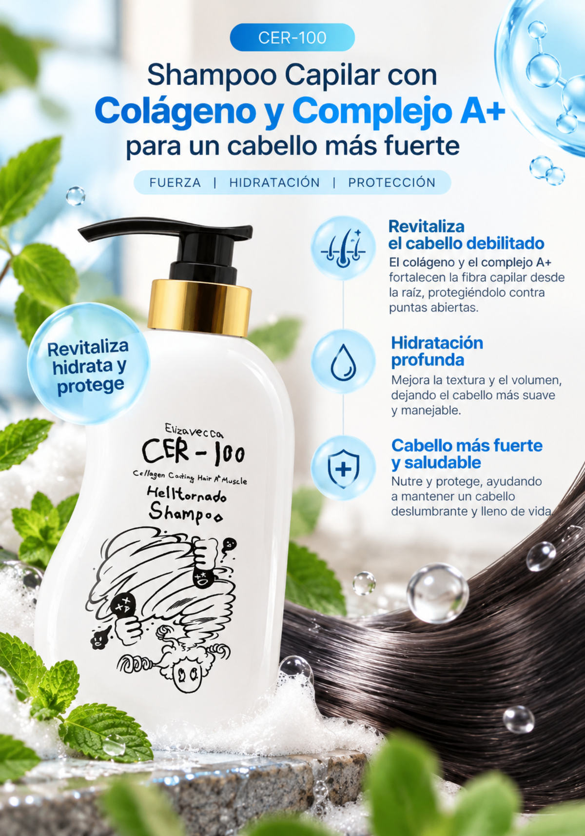 Elizavecca Cer 100 Collagen Coating Hair A+ Muscle Shampoo