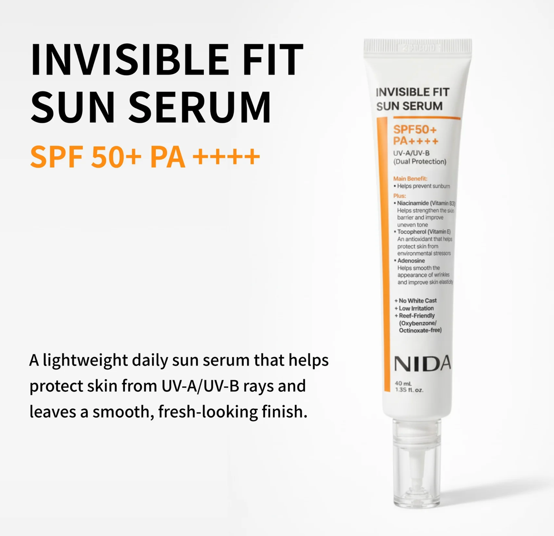 NIDA Invisible Fit Sun Serum (Korean formula, SPF50+, PA++++) 40 ml