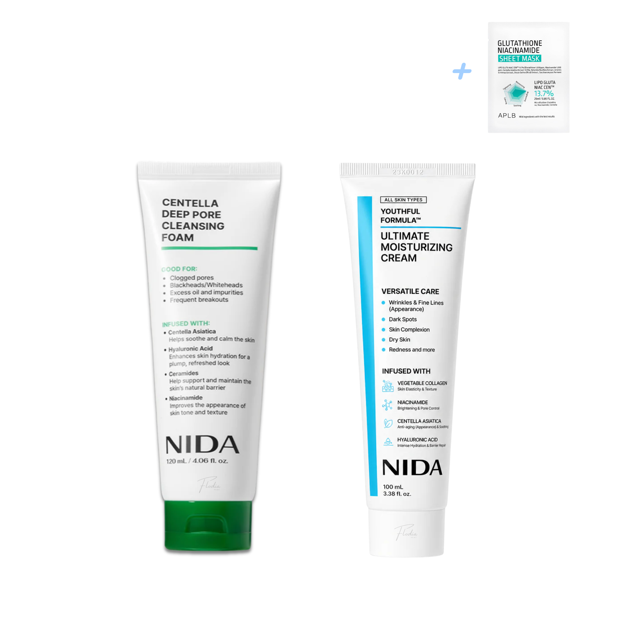 NIDA Dúo Limpieza e Hidratación Facial con Centella y Ácido Hialurónico