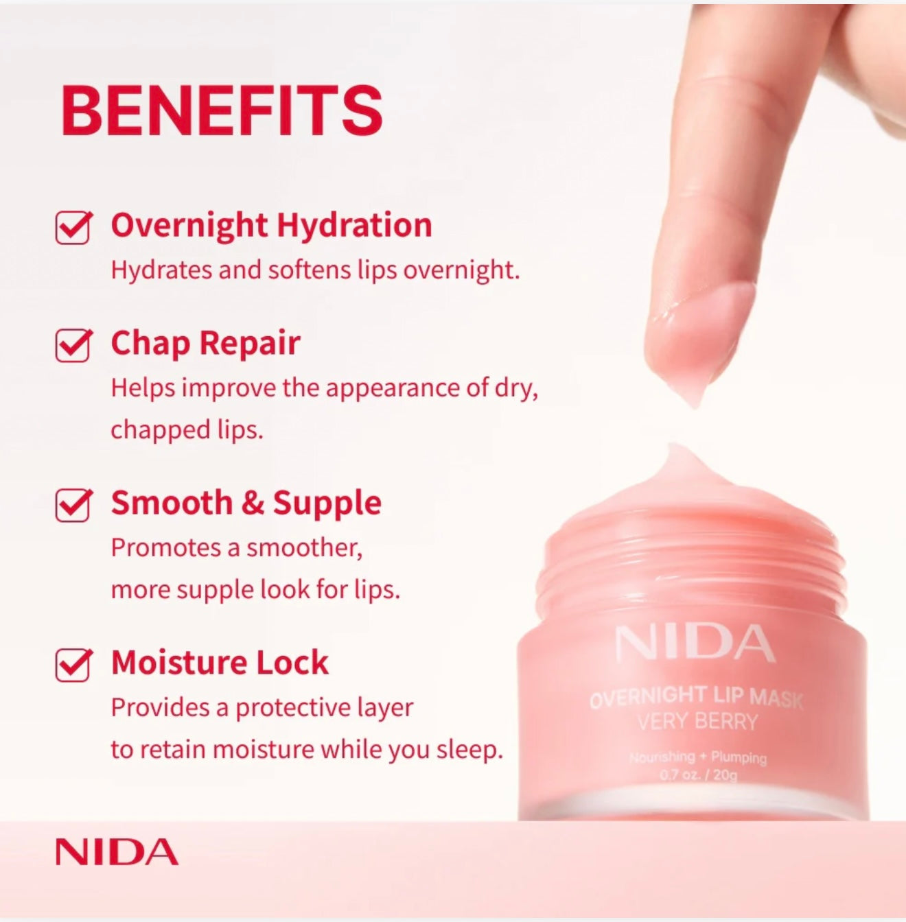 NIDA Overnight Lip Mask Very Berry 20 g