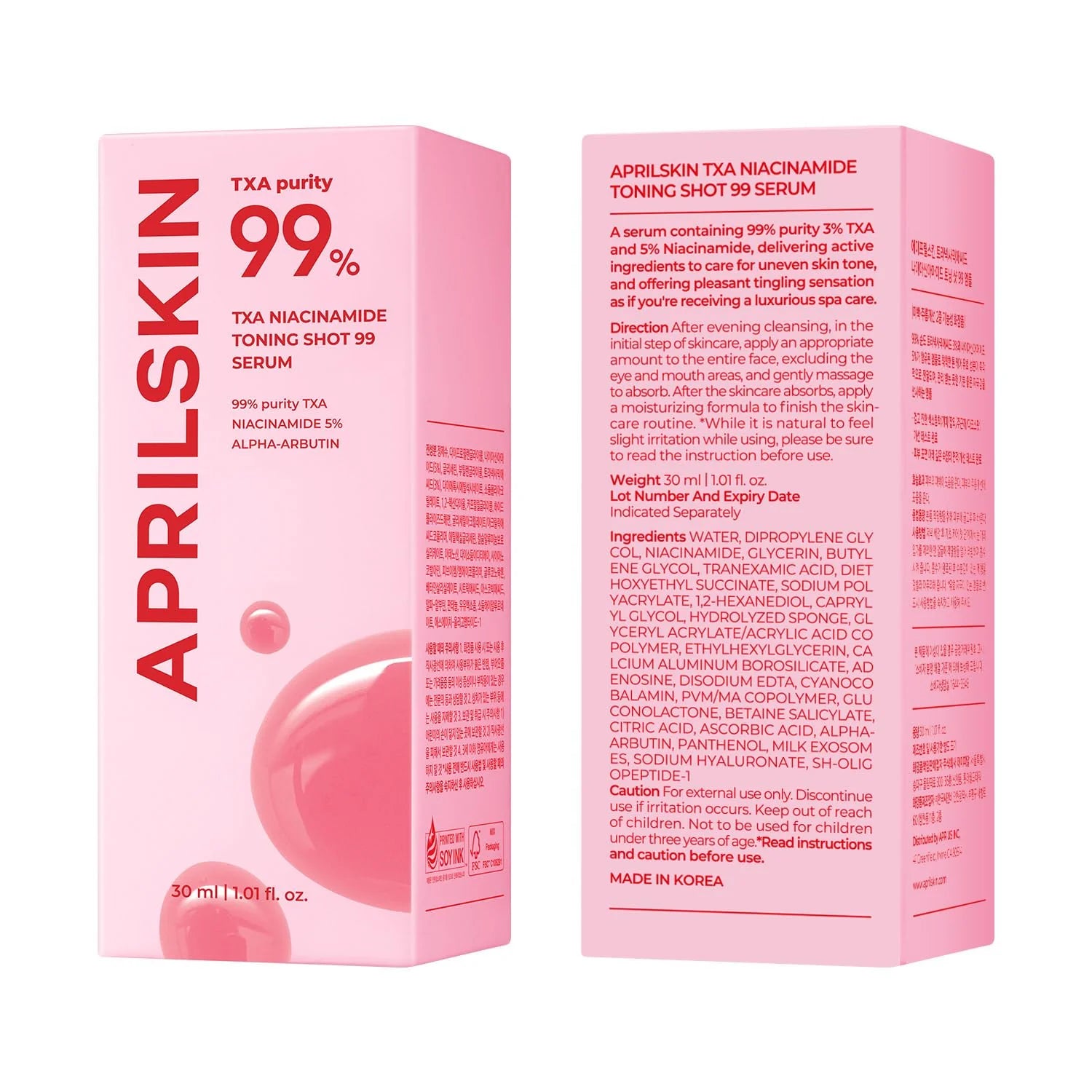 Aprilskin Txa Niacinamide Toning Shot 99 Serum 30ml